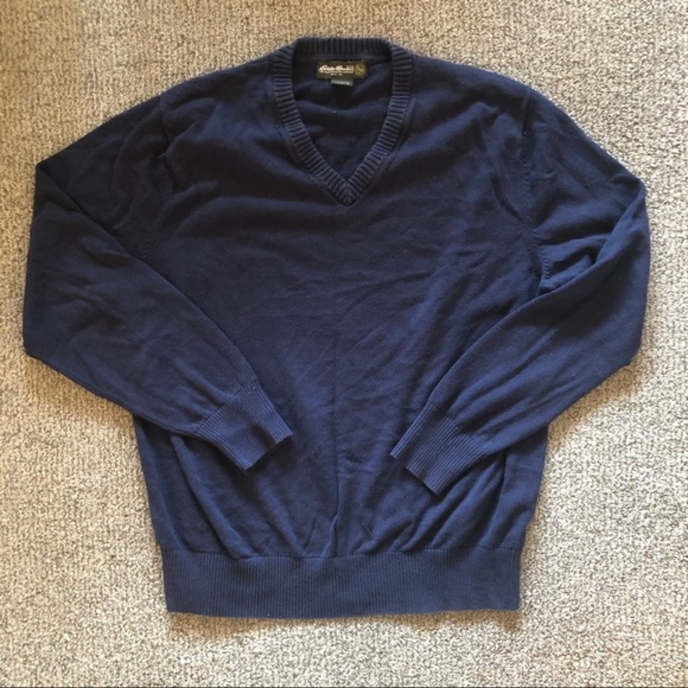 Eddie Bauer Navy Blue V Neck Sweater sz M